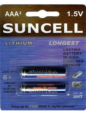 Suncell Extreme Lithium AA Battery: 2 Pack