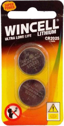 Wincell CR2025 Coin Battery: 2 Pack